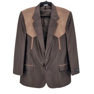 Buffalo Country Western Wear Mens Brown Blazer Sz 40R Color Block Yokes Cowboy‎